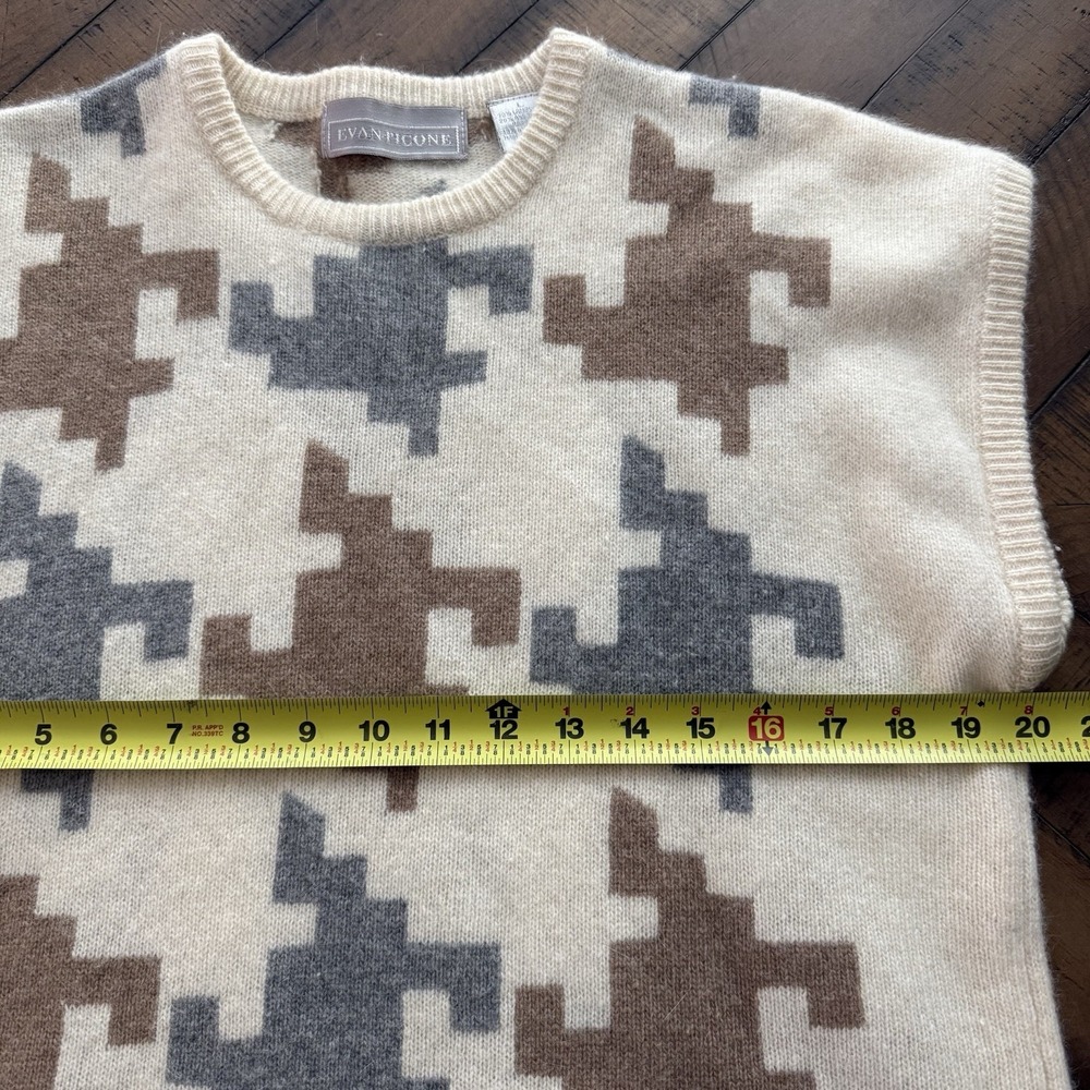 Evan Picone VTG Lambswool Angora Sweater Women's L Lightweight Sleeveless - Picture 4 of 6